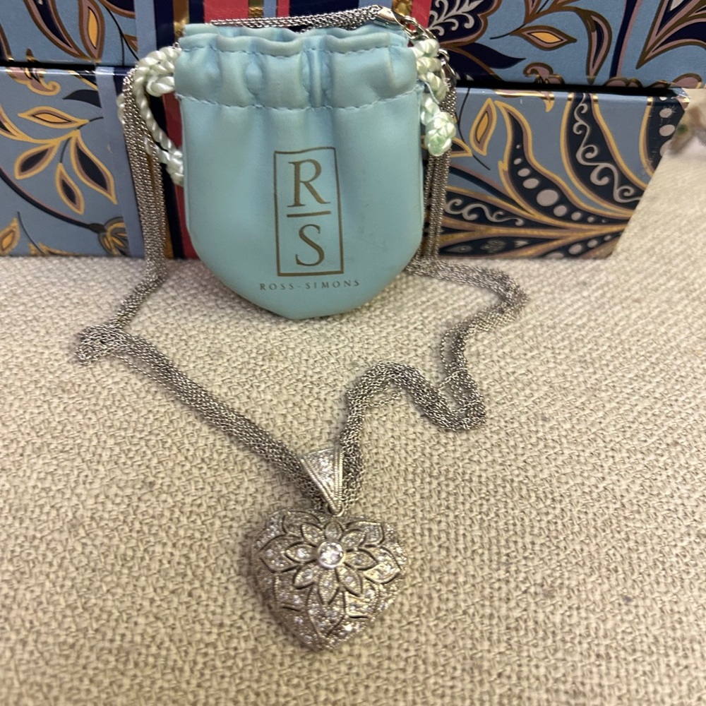Ross-Simons Diamond Chip,
925 Silver Multi Chain, Open Work 18” Heart Necklace.